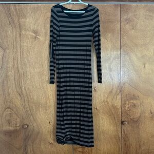 Chic Black and Green Striped Dress